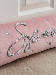 Catherine Lansfield Blush Pink Christmas Sparkle Draught Excluder - Image 2 of 2
