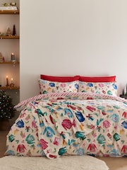 Catherine Lansfield Cream Christmas Jolly Jumper Reversible Duvet Cover Set - Image 1 of 4