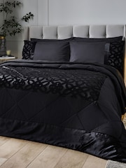 Catherine Lansfield Black Lattice Cut Velvet Bedspread - Image 1 of 2