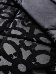 Catherine Lansfield Black Lattice Cut Velvet Bedspread - Image 2 of 2