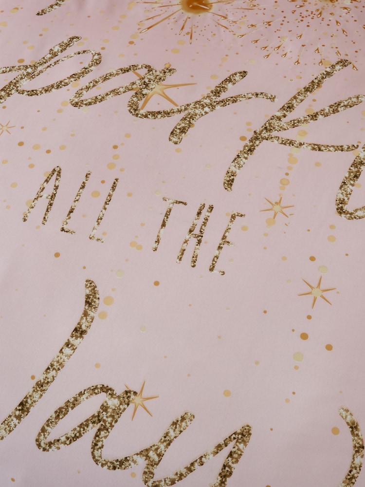 Catherine Lansfield Blush Pink Christmas Sparkle Reversible Duvet Cover Set - Image 4 of 4