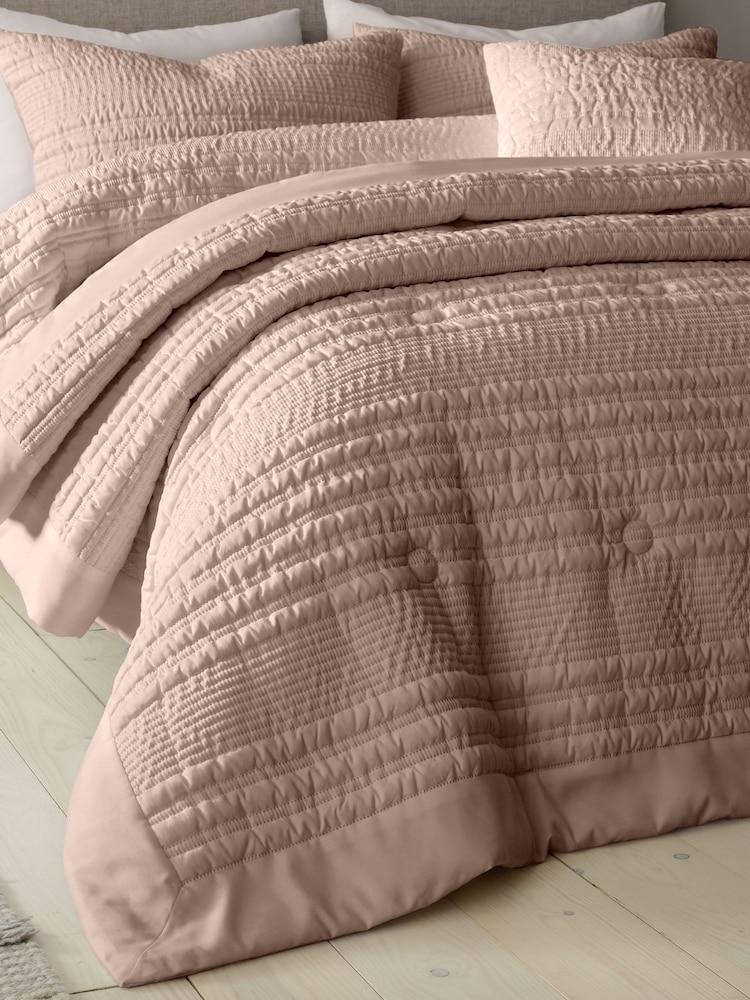Catherine Lansfield Clay Lennon Stripe Quilted Bedspread - Image 1 of 2 Catherine Lansfield Clay Lennon Stripe Quilted Bedspread - Image 1 of 2