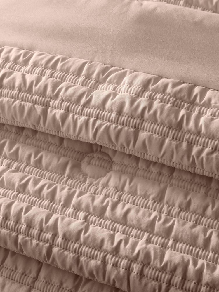 Catherine Lansfield Clay Lennon Stripe Quilted Bedspread - Image 2 of 2 Catherine Lansfield Clay Lennon Stripe Quilted Bedspread - Image 2 of 2