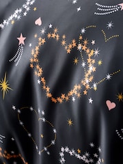 Catherine Lansfield Black and White Cosmic Hearts and Stars Soft Satin Duvet Cover Set - Image 5 of 5