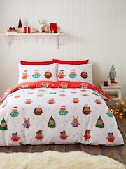 Juego de funda de edredón reversible con diseño navideño de petirrojos de Catherine Lansfield - Imagen 2 de 5