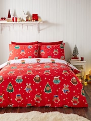 Juego de funda de edredón reversible con diseño navideño de petirrojos de Catherine Lansfield - Imagen 3 de 5