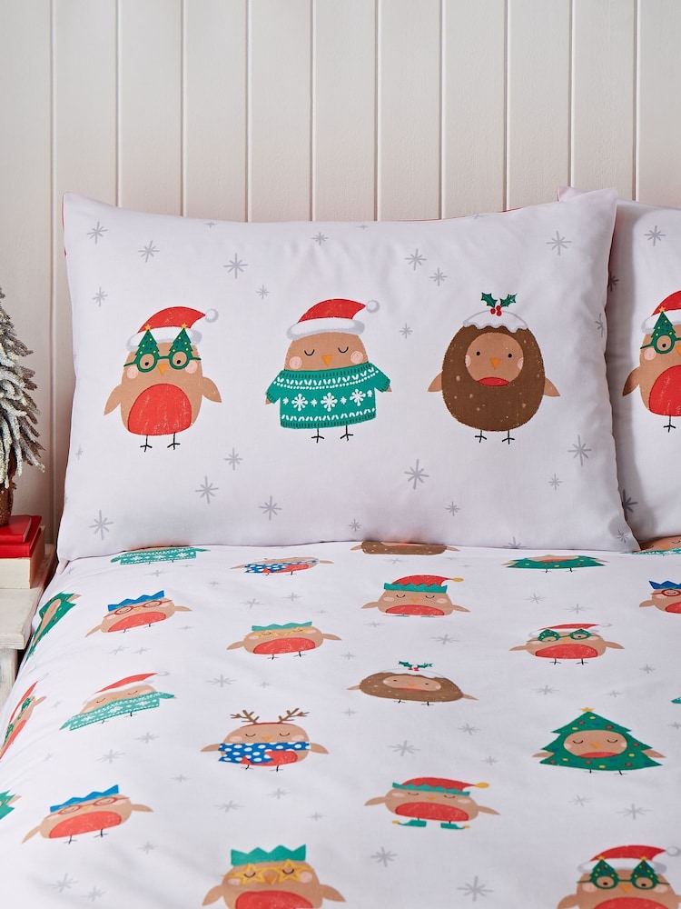 Catherine Lansfield Noël Party Robins Reversible Housse de couette Set - Image 4 of 5