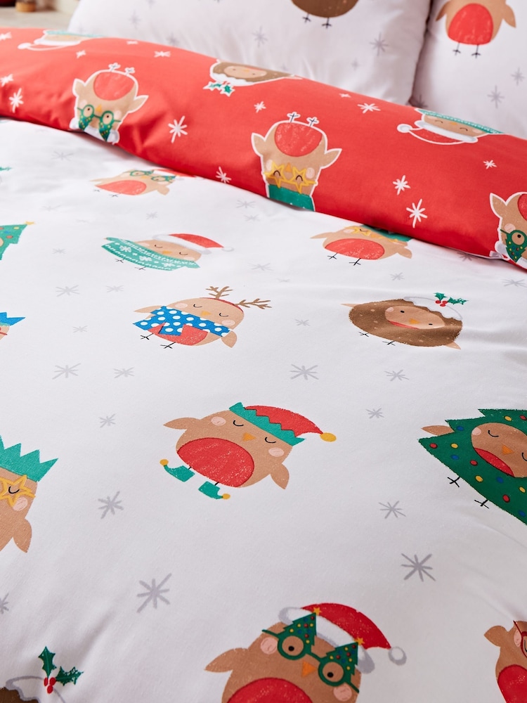 Juego de funda de edredón reversible con diseño navideño de petirrojos de Catherine Lansfield - Imagen 5 de 5