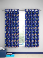 Catherine Lansfield Navy Blue Bright Football Reversible Eyelet Curtains - Image 3 of 3