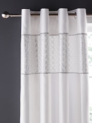 Catherine Lansfield White Deco Sequin Glamour Lined Eyelet Curtains - Image 1 of 2