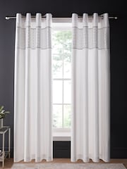 Catherine Lansfield White Deco Sequin Glamour Lined Eyelet Curtains - Image 2 of 2