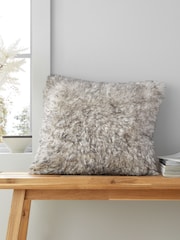 Catherine Lansfield Silver and Grey Arctic Fox Soft and Cosy Faux Fur Cushion - Image 1 of 4