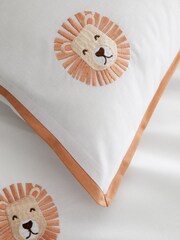 Catherine Lansfield White Embroidered Lions Duvet Cover Set - Image 3 of 4