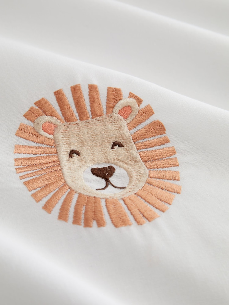 Catherine Lansfield White Embroidered Lions Duvet Cover Set - Image 4 of 4