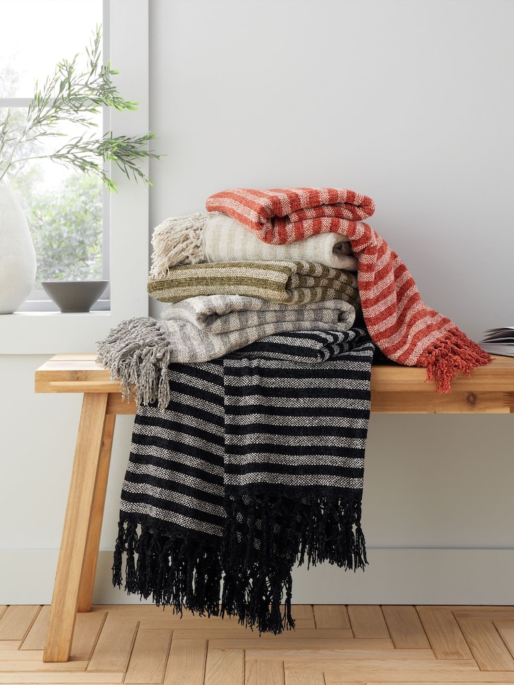 Catherine Lansfield Grey Stab Stitch Throw - Image 2 of 4