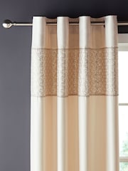 Catherine Lansfield Champagne Deco Sequin Glamour Lined Eyelet Curtains - Image 1 of 2