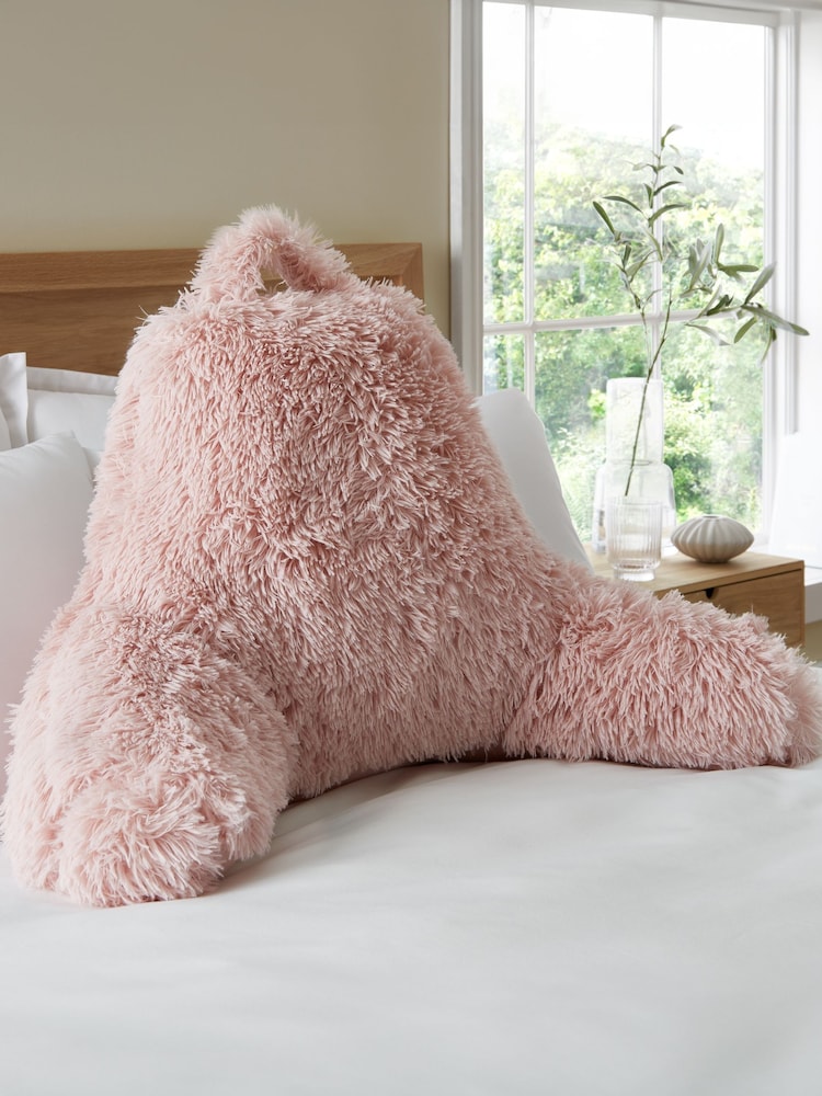 Catherine Lansfield Blush Pink Cuddly Deep Pile Faux Fur Cuddle Chair Cushion - Image 1 of 3