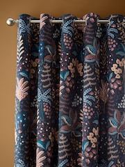Catherine Lansfield Exotic Leaves Soft Velour Lined Eyelet Curtains - Imagem 1 de 3