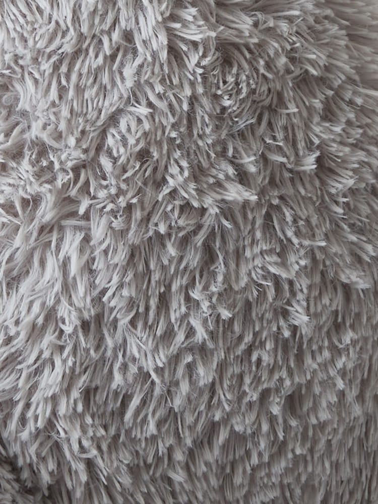 Catherine Lansfield Silver and Grey Cuddly Deep Pile Faux Fur Cuddle Chair Cushion - Image 2 of 3