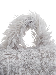 Catherine Lansfield Silver and Grey Cuddly Deep Pile Faux Fur Cuddle Chair Cushion - Image 3 of 3