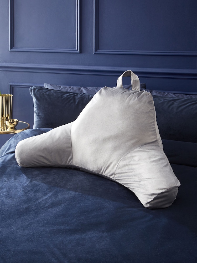 Catherine Lansfield Silver and Grey Kingsley Matt Velvet Cuddle Chair Cushion - Image 1 of 2