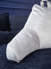 Catherine Lansfield Silver and Grey Kingsley Matt Velvet Cuddle Chair Cushion - Image 2 of 2