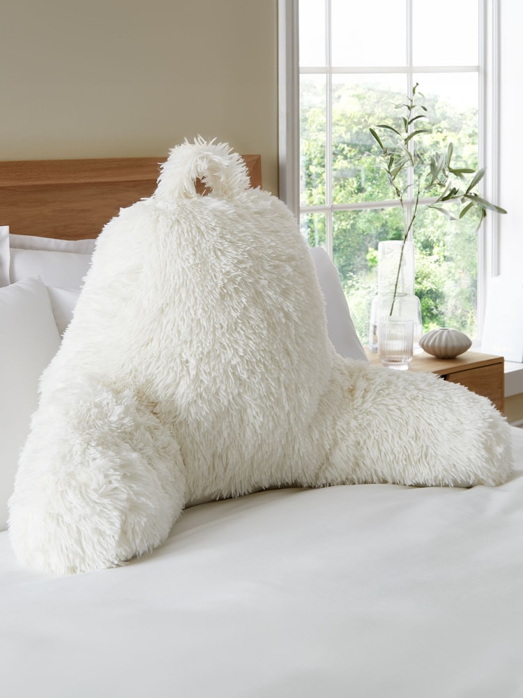 Catherine Lansfield Cream Cuddly Deep Pile Faux Fur Cuddle Chair Cushion - Image 1 of 3