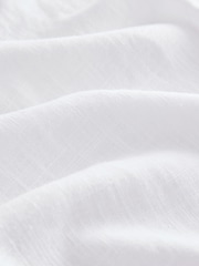 White Button Down Ruffle Sleeve Top With Linen - Image 7 of 7