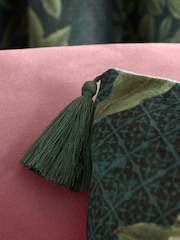 RHS Green Arcadia Floral Tassel Soft Touch Recycled Polyester Velour 50x50cm Cushion - Image 2 of 6