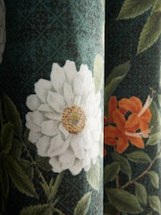 RHS Green Arcadia Floral Tassel Soft Touch Recycled Polyester Velour 50x50cm Cushion - Image 5 of 6