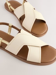 Cream Leather Extra Wide Fit Forever Comfort® Stitched Slingback Sandals - Image 4 of 5