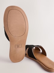 Black Leather Extra Wide Fit Forever Comfort® Slot Mule Sandals - Image 6 of 8