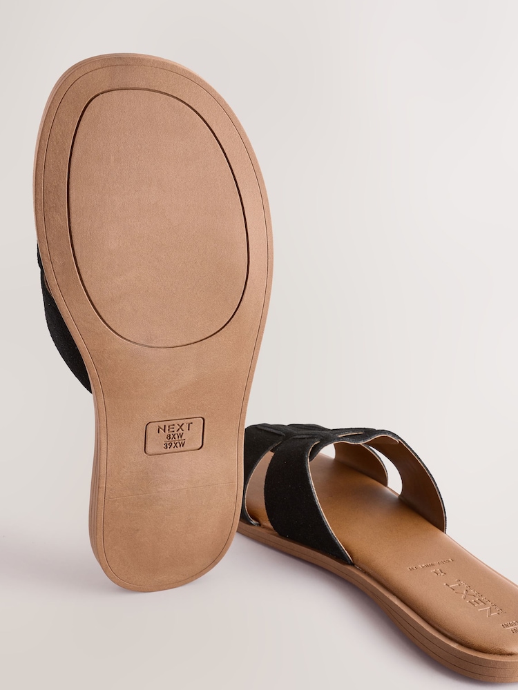 Black Suede Extra Wide Fit Forever Comfort® Slot Mule Sandals - Image 6 of 8