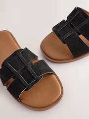 Black Leather Extra Wide Fit Forever Comfort® Slot Mule Sandals - Image 8 of 8