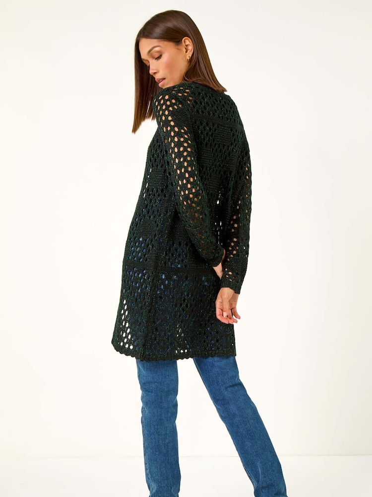 Roman Green Shimmer Longline Knit Cardigan - Image 2 of 5