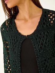 Roman Green Shimmer Longline Knit Cardigan - Image 5 of 5