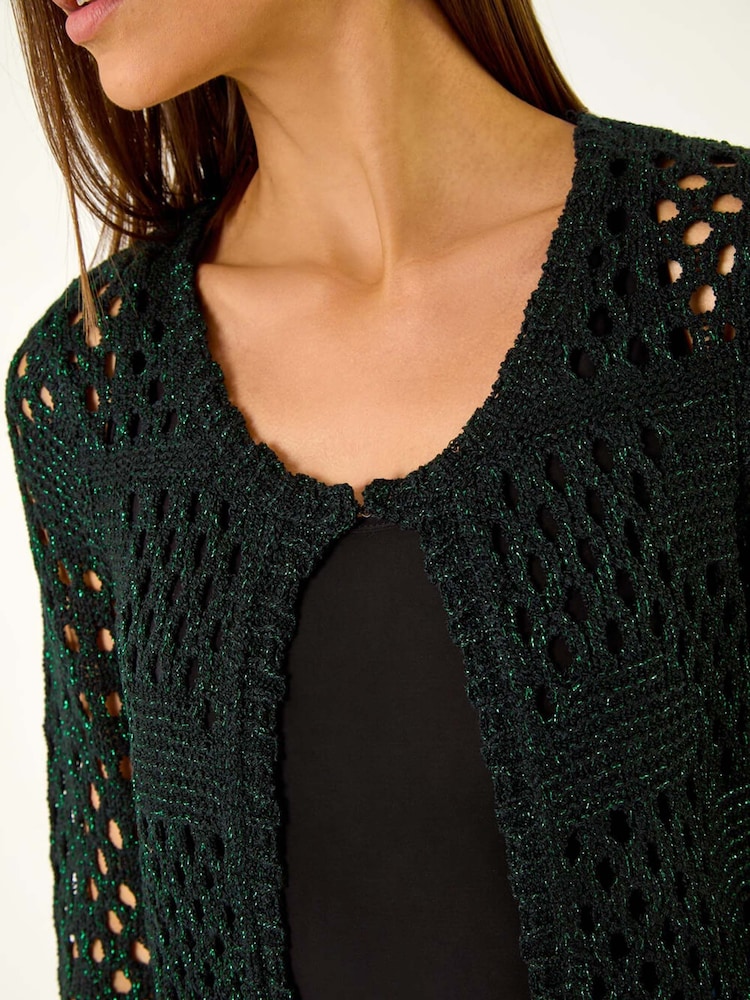 Roman Green Shimmer Longline Knit Cardigan - Image 5 of 5