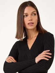 Roman Black Cable Split Detail Rib Jumper - Image 4 of 5