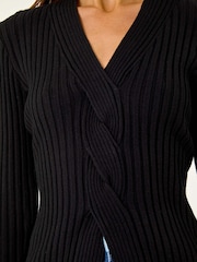 Roman Black Cable Split Detail Rib Jumper - Image 5 of 5