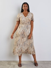 Live Unlimited Animal Print Jersey Ruched Maxi Dress - Attēls 1 no 4