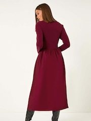 Roman Red Cotton Stretch Jersey Mix Midi Dress - Image 2 of 5