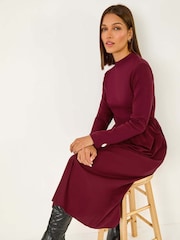 Roman Red Cotton Stretch Jersey Mix Midi Dress - Image 3 of 5