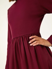 Roman Red Cotton Stretch Jersey Mix Midi Dress - Image 5 of 5