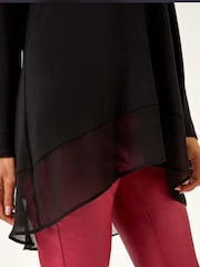 Roman Black V-Neck Chiffon Hem Top - Image 5 of 5