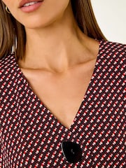 Roman Geometric Print Button Detail Top - Imagen 5 de 5