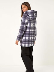Roman Black Check Print Quilted Puffer Coat - Image 3 of 6