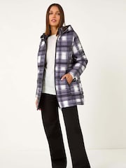 Roman Black Check Print Quilted Puffer Coat - Image 4 of 6