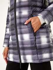 Roman Black Check Print Quilted Puffer Coat - Image 6 of 6