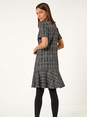 Roman Black Textured Frill Stretch Dress - Image 2 of 5