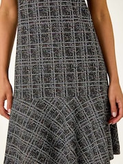 Roman Black Textured Frill Stretch Dress - Image 5 of 5